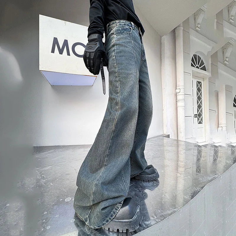 Niche Design Pocket Gradient Flare Jeans