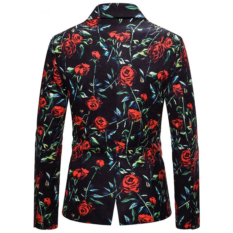 Rose Floral Slim Fit Party Costume Style Men Blazer