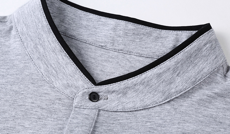 Layered Style Mandarin Stand Collared Polo Shirt