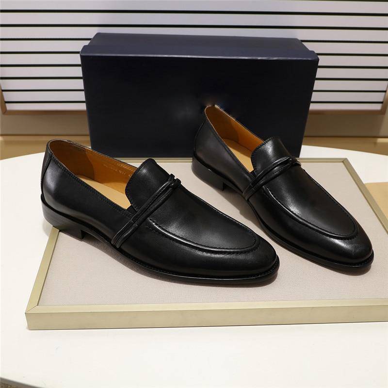 Black Brown Slip On Leather Business Style Men Shoes