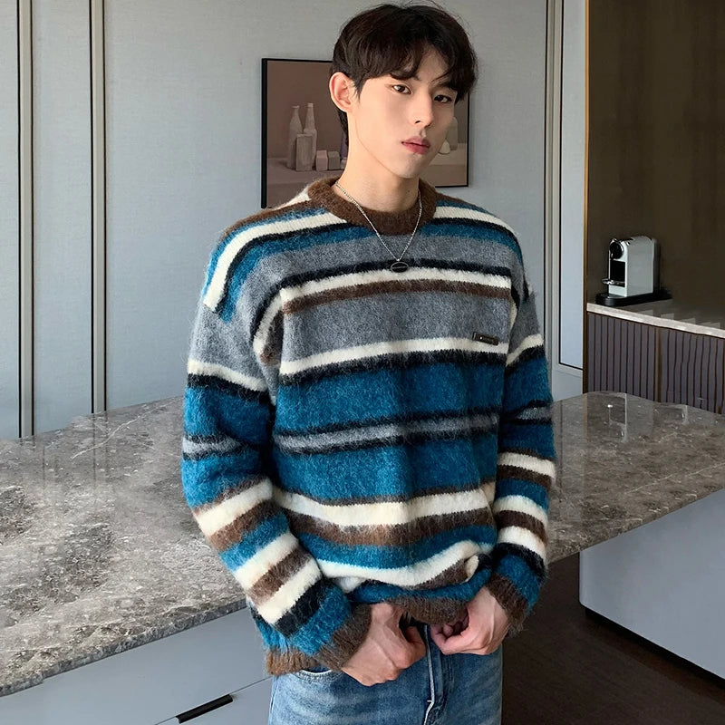 Colorful Stripes Round Neck Sweater