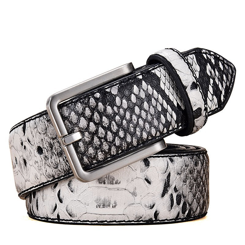 White Grey Animal Skin Pattern Style Belt