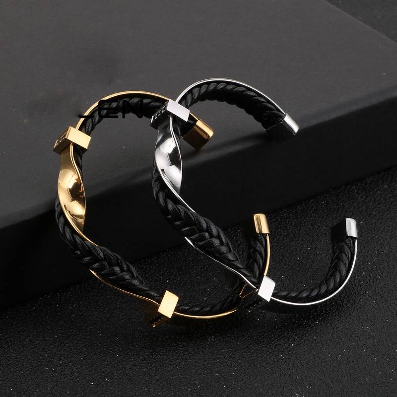 Irregular Twist Stainless Steel Men Charm Bangles