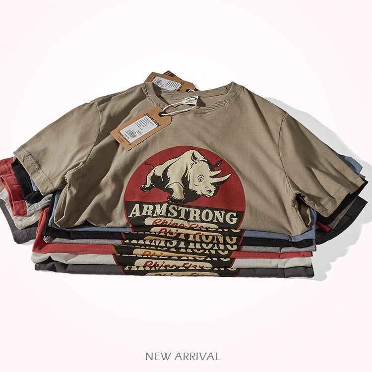 O-neck Rhino Printed T-Shirt