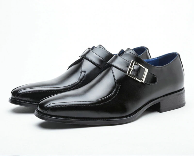 Solid Buckle Strap Business Casual Style Men Loafers Shoes