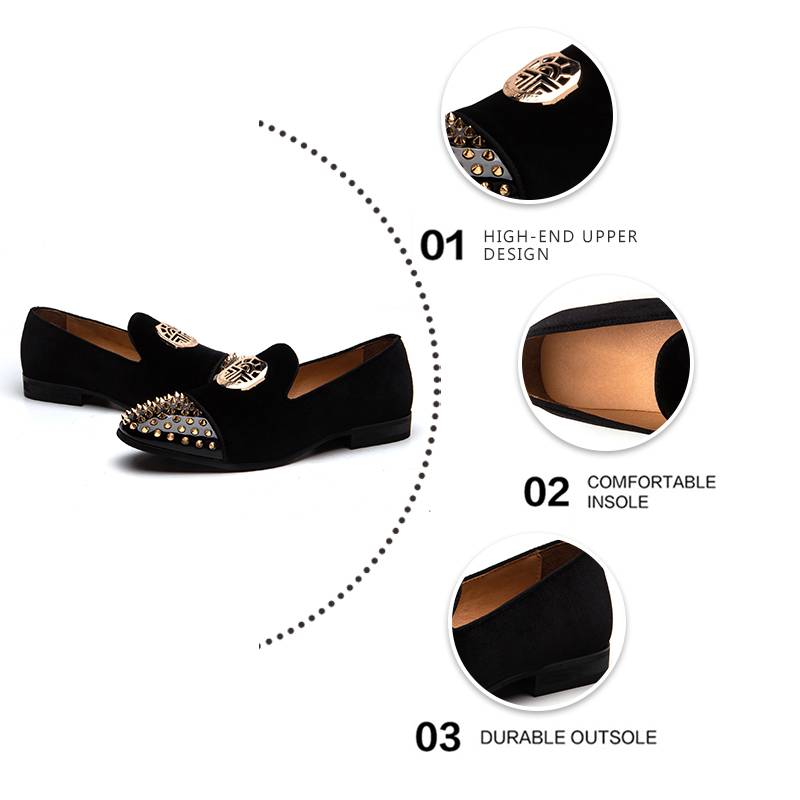 Rivets Toe with Casual Metal Chain Men Loafers Shoes