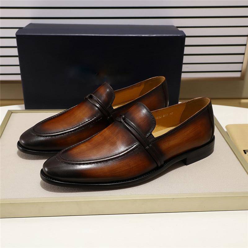Black Brown Slip On Leather Business Style Men Shoes