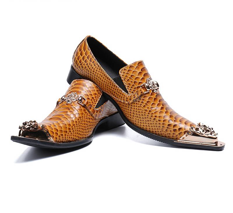 Italian Style Pointed Toe Animal Skin Pattern Men Shoes