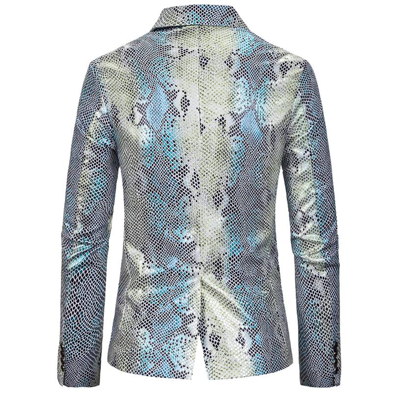 Silver Shiny Fish Scale Pattern Stage Costume Men Blazer
