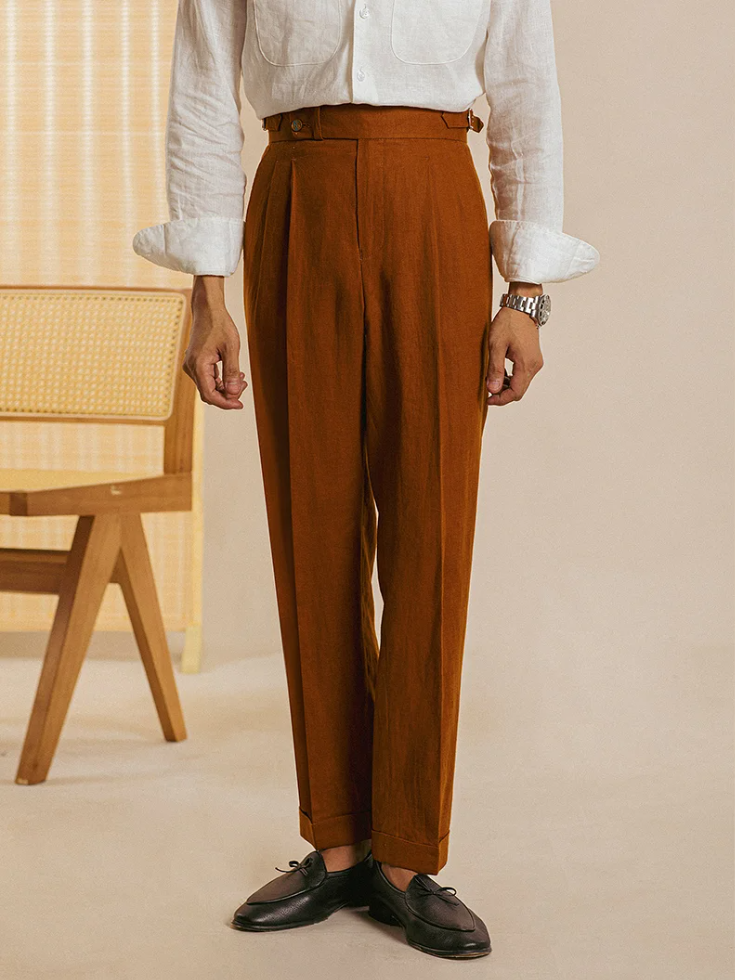 Linen Retro Casual High Waist Trousers