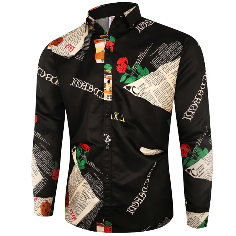 Rose Flower Letter Printed Shirt