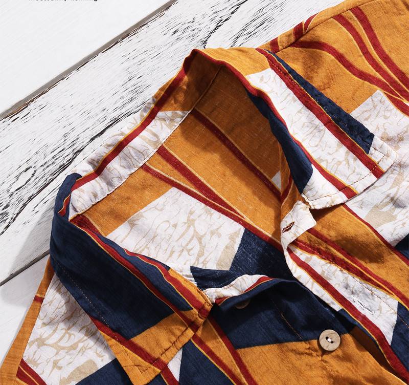 Summer Short Sleeve Button Lapel Neck Casual Style Men Shirt