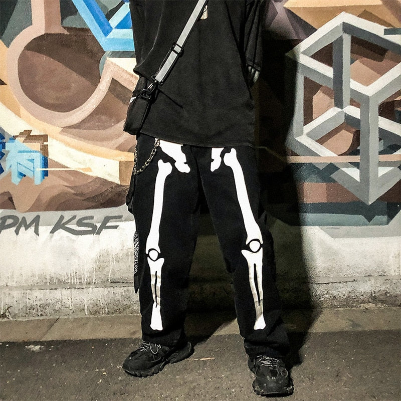 Hip Hop Baggy Skull Printed Streetwear Skateboard Style Men Jeans