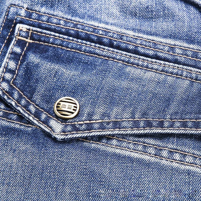 Biker Cargo Denim Multi Pockets Style Men Shorts