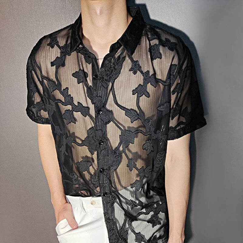 Abstract Art Flowers Transparent Shirt