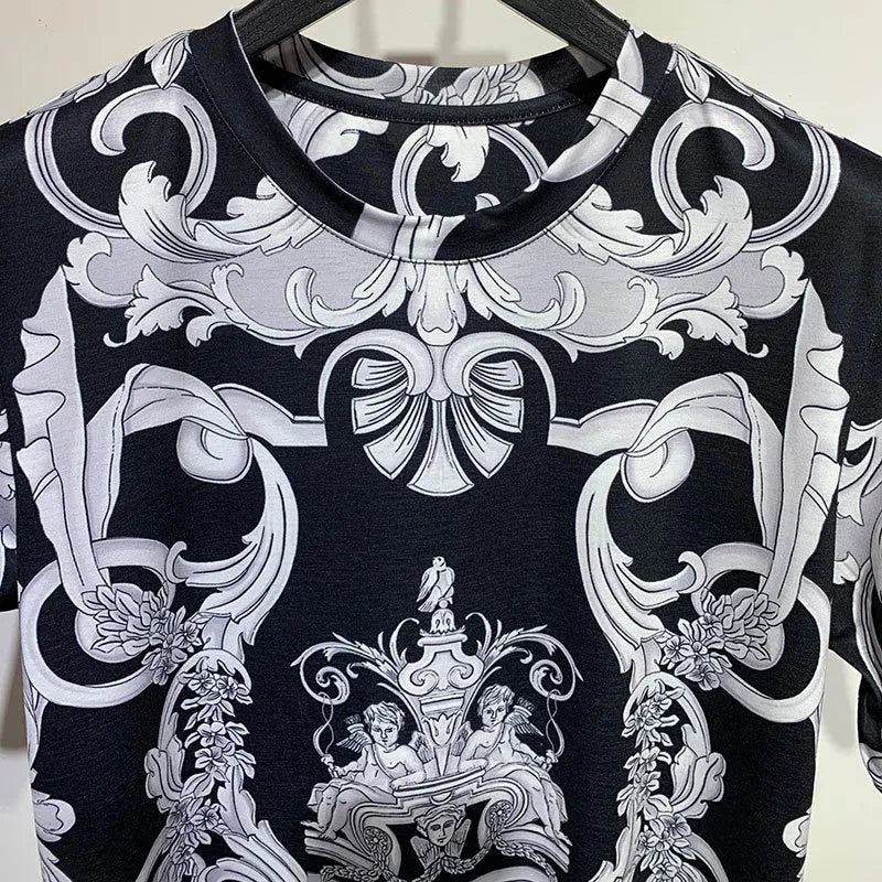 Black Printed Geometric T-Shirt