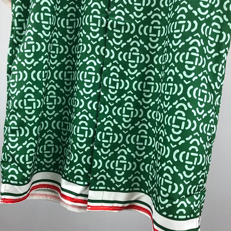 Hawaiian Green Geometric Print Loose Shirt