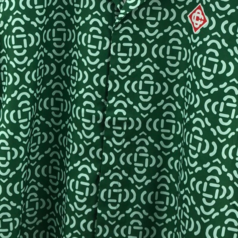 Hawaiian Green Geometric Print Loose Shirt