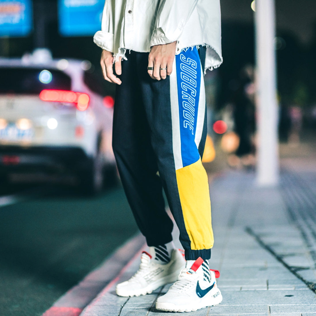 Bright Color Block Patchwork Men Jogger Sweat Pants - FanFreakz
