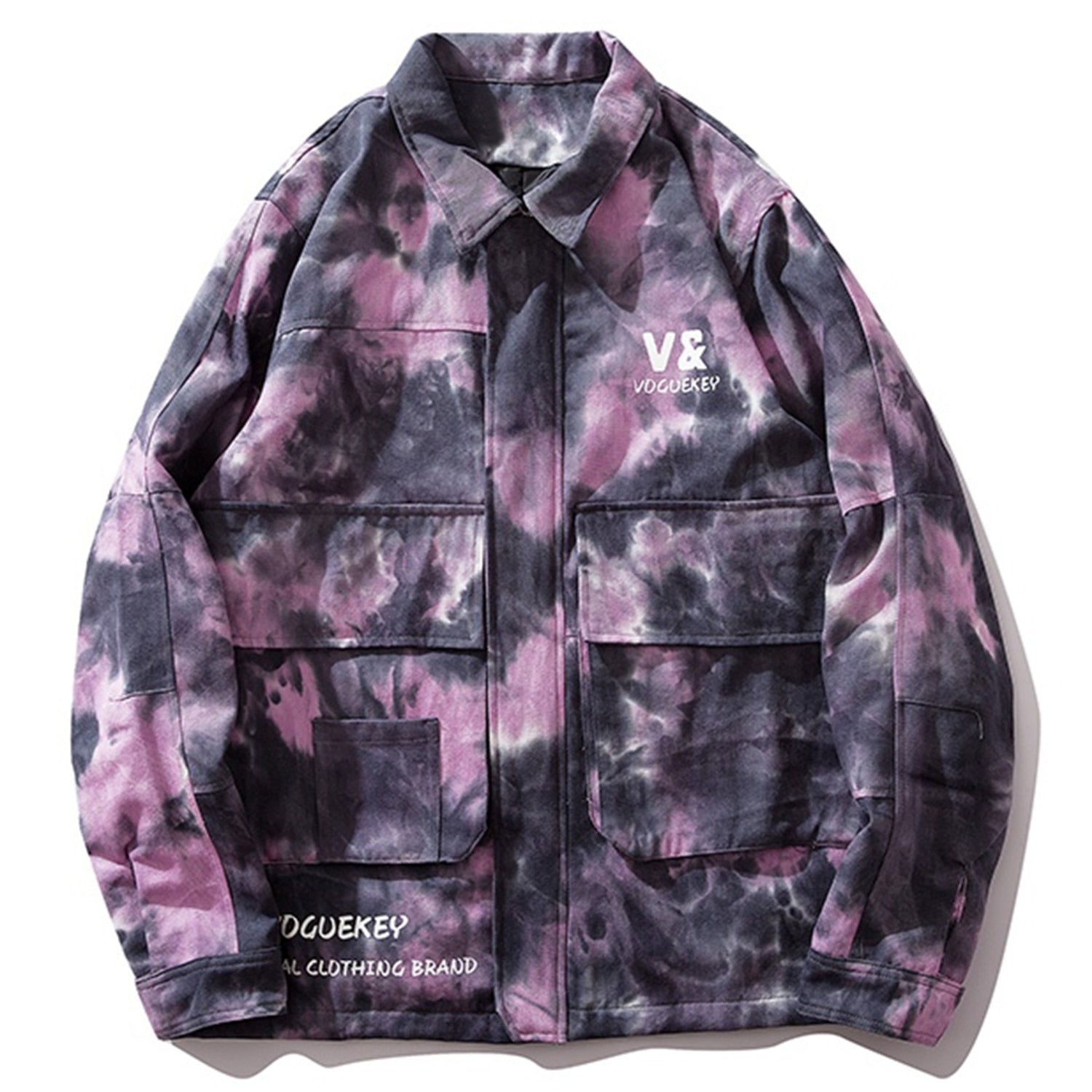 Tie Dye Printed Letters Oversize Men Jacket