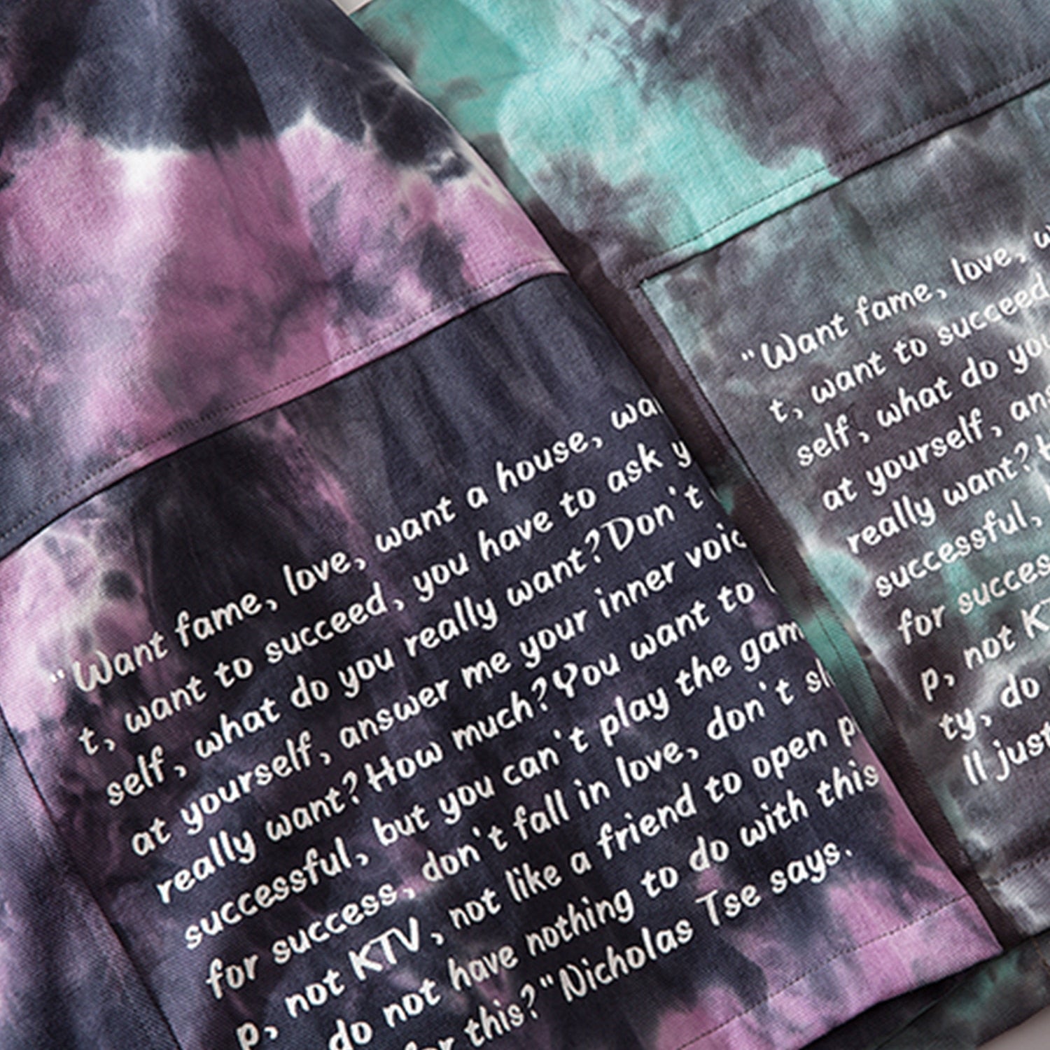 Tie Dye Printed Letters Oversize Men Jacket