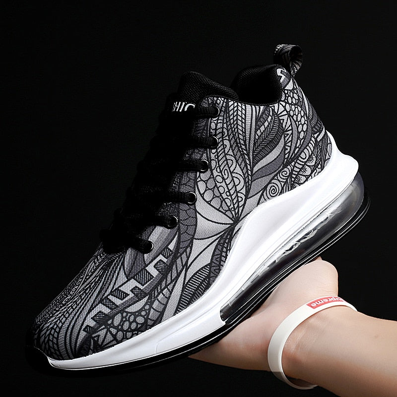 Sport Air Cushion Lace Up Colorful Pattern Men Sneaker