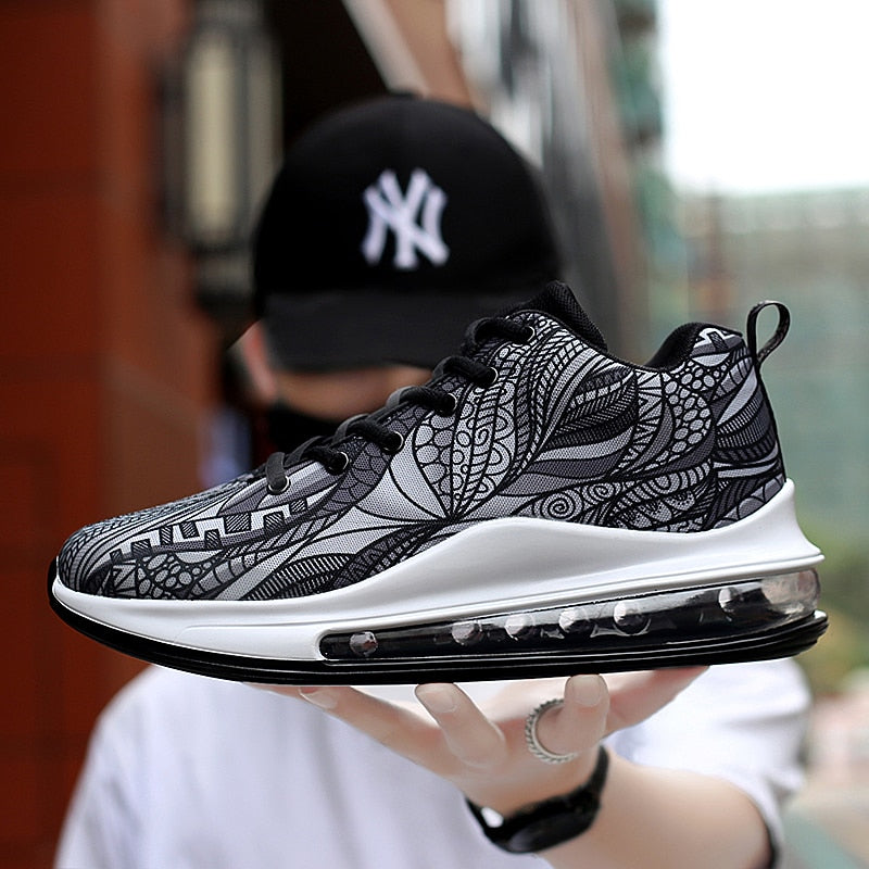 Sport Air Cushion Lace Up Colorful Pattern Men Sneaker