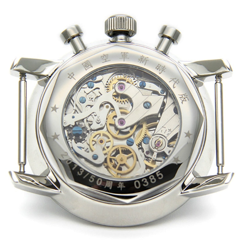 Round Style Air Force Pilot Chronograph with Stripe Band Men Watches