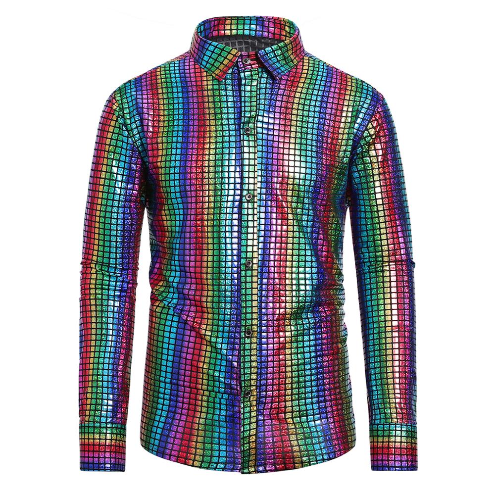 Rainbow Striped Color Plaid Long-Sleeved Shirts
