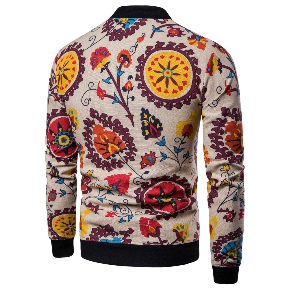 Autumn Chinese Flower Print Men Casual Jacket - FanFreakz