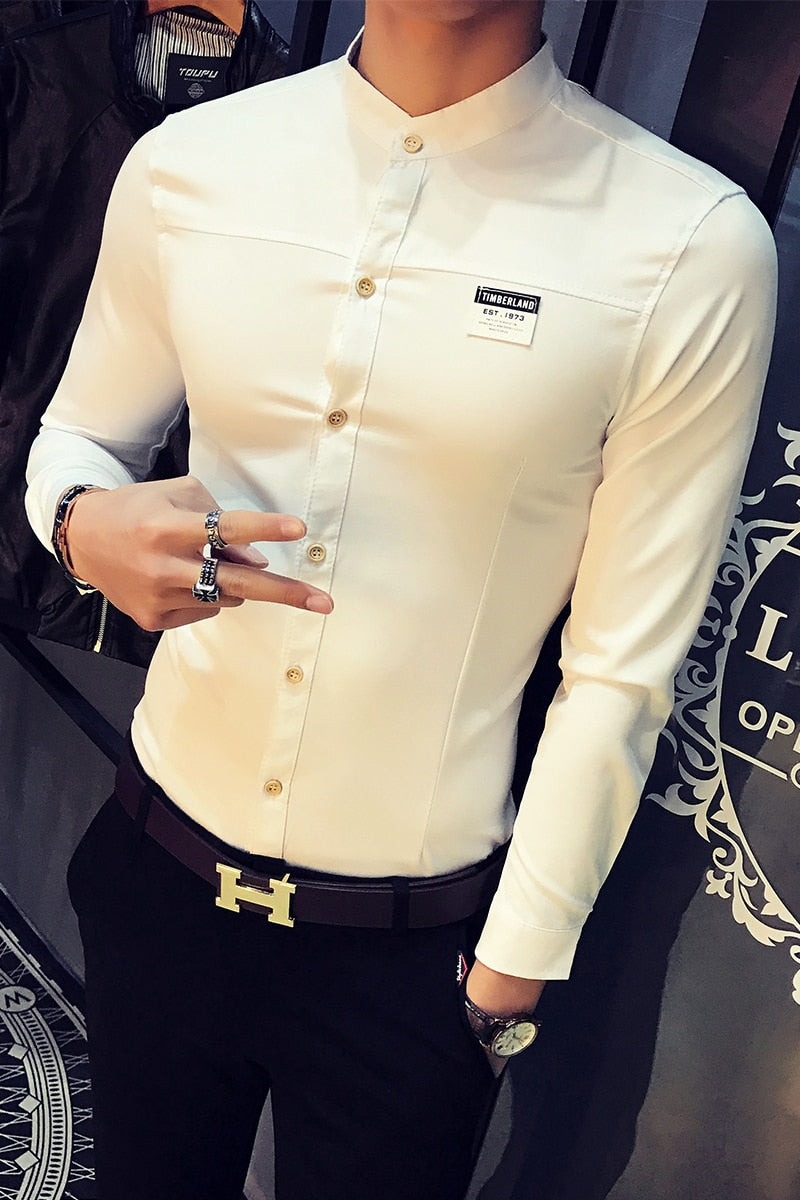 British Long Sleeve Turn Down Collar Casual Shirts