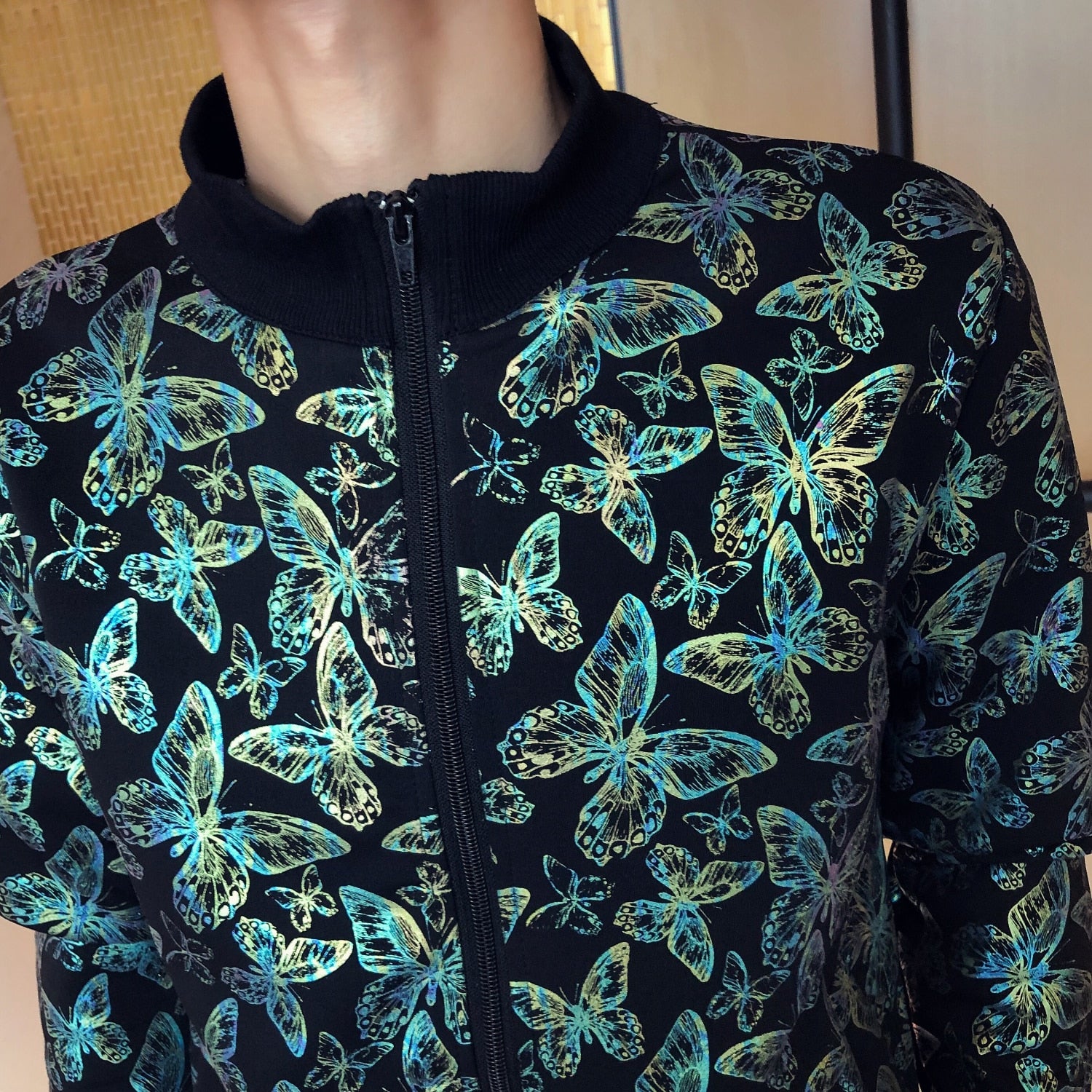 Printed Butterfly Pattern Tracksuit Jacket + Pants Set