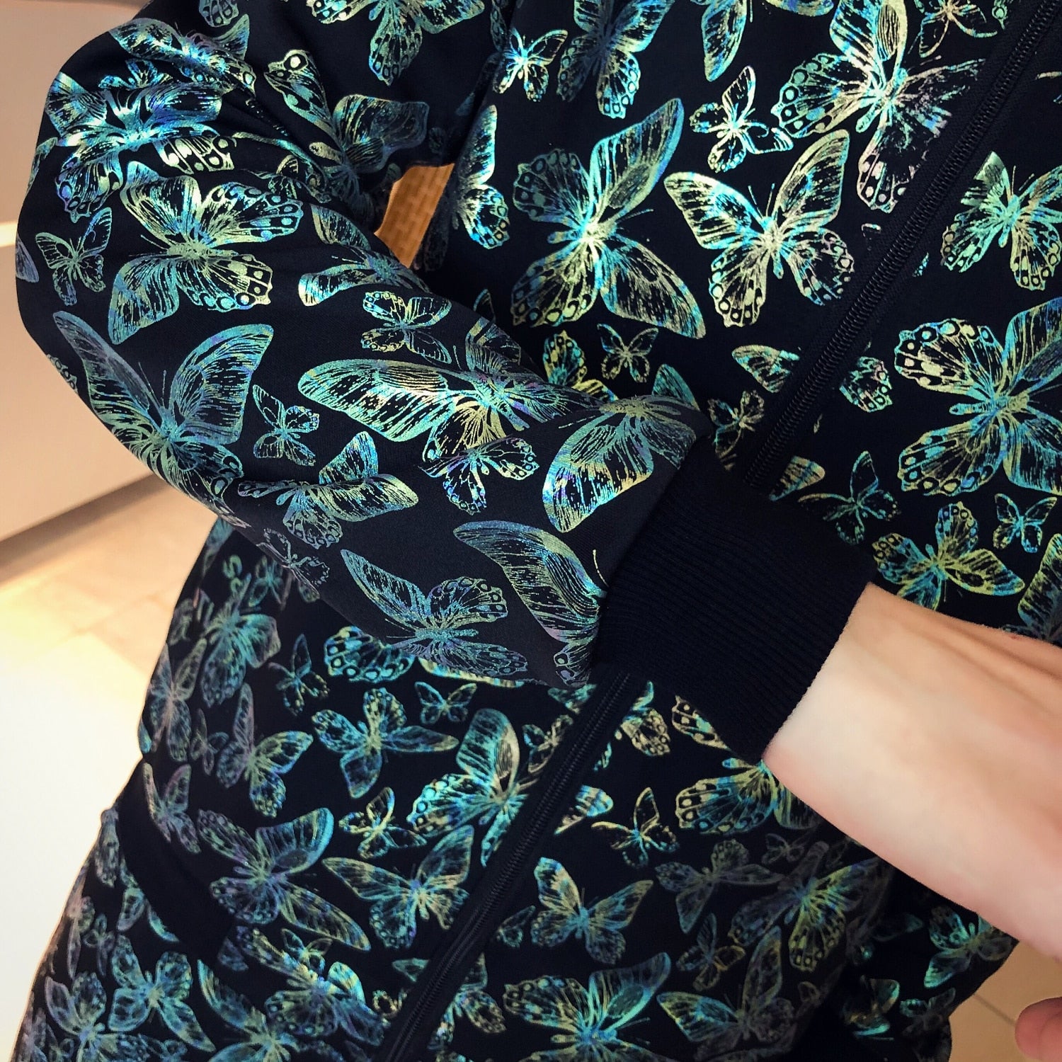 Printed Butterfly Pattern Tracksuit Jacket + Pants Set