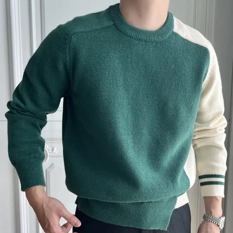 Solid with Stripes Sleeve Sweater