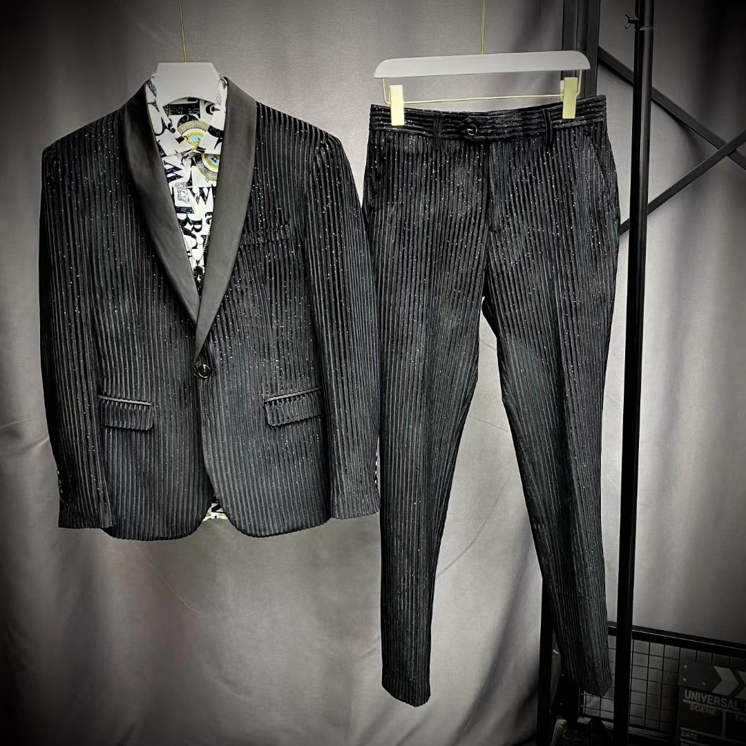 Vertical Striped Galaxy Suit Set