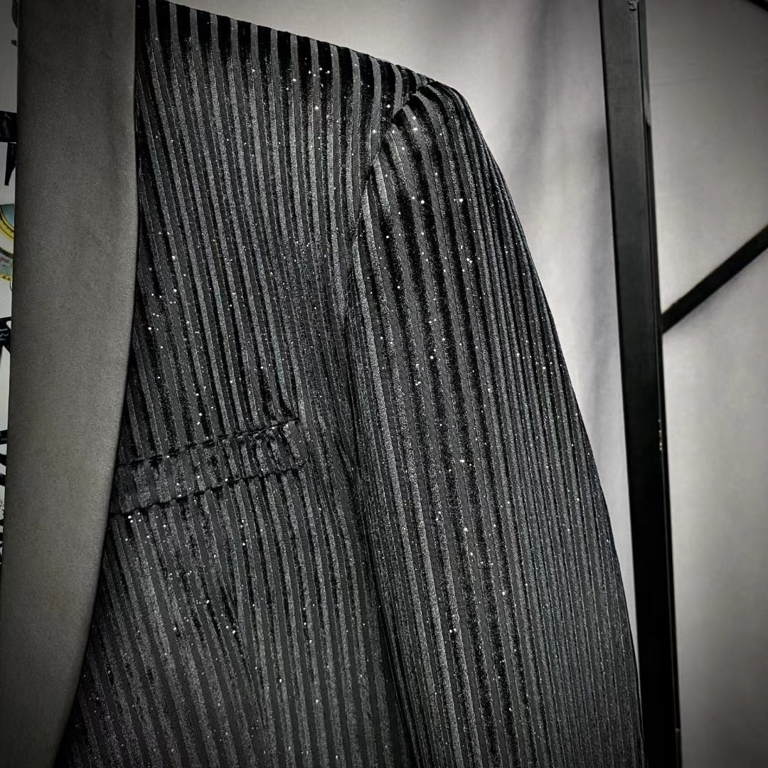 Vertical Striped Galaxy Suit Set