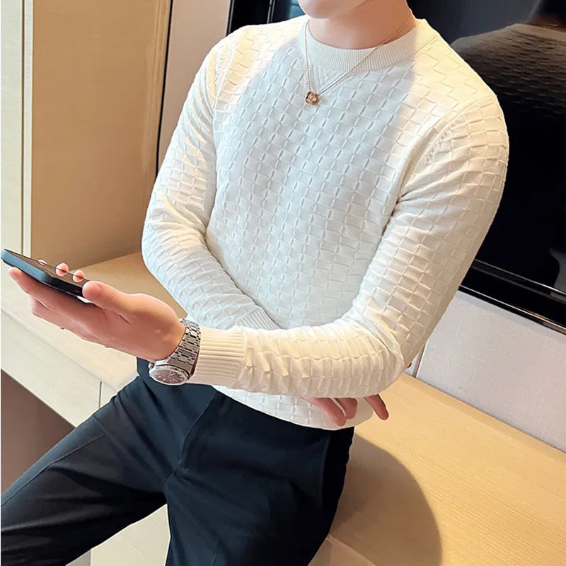 Jacquard Woven O-Neck Sweater