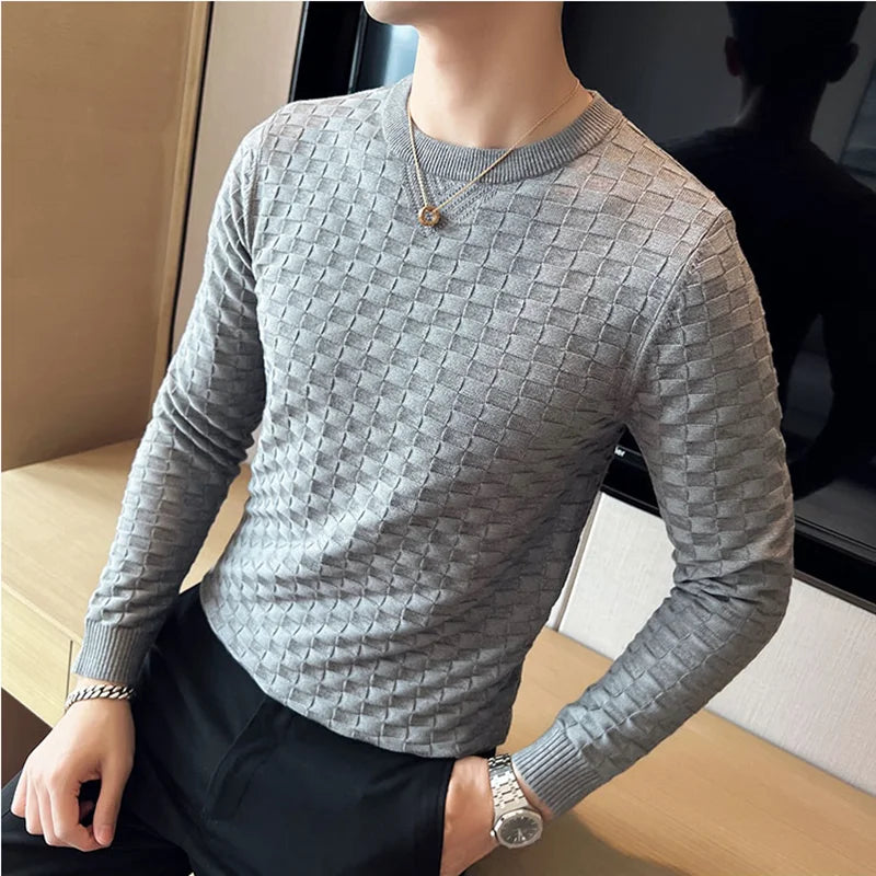 Jacquard Woven O-Neck Sweater
