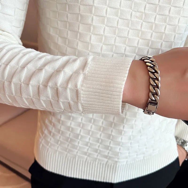 Jacquard Woven O-Neck Sweater