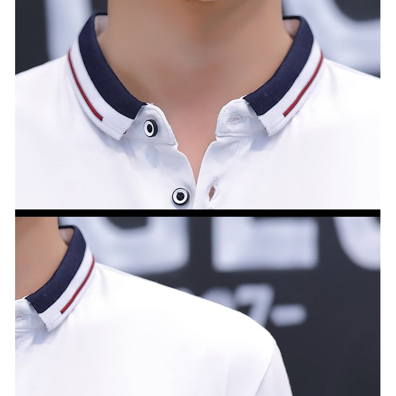 Casual Solid Cotton Polo Shirt