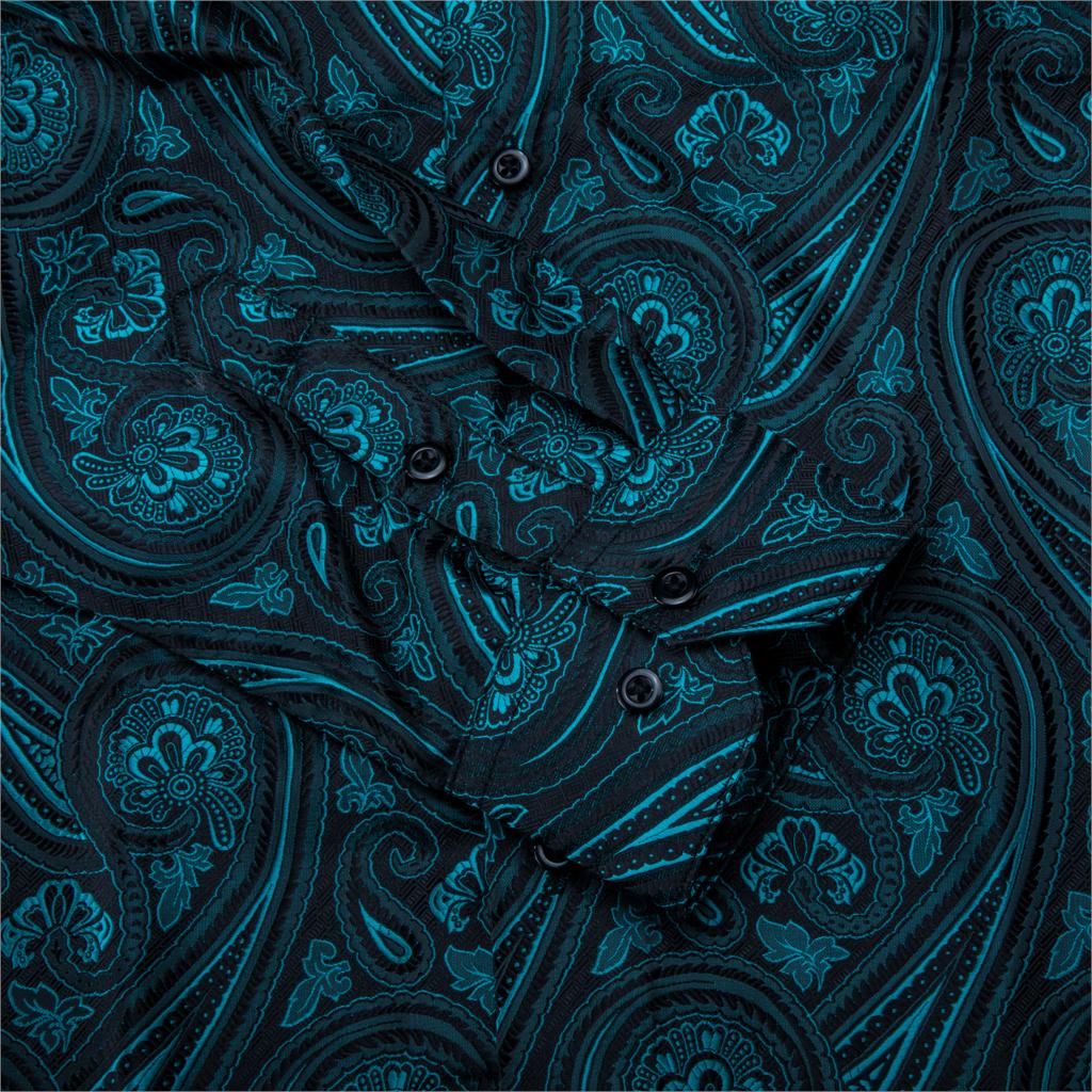 Paisley Jacquard Embossed Men Long Sleeve Shirt