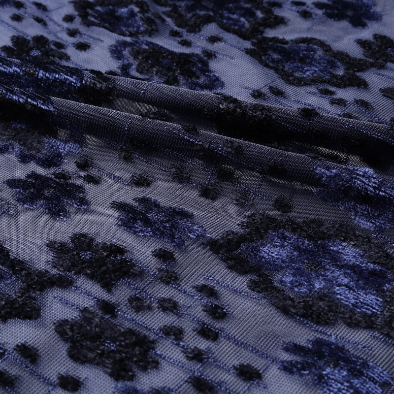 Sexy See Through Black Navy Blooming Men Long Sleeve Shirt