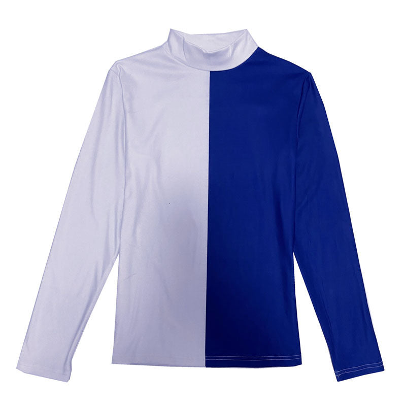 Side-by-Side Color Long Sleeve Velour T-Shirt