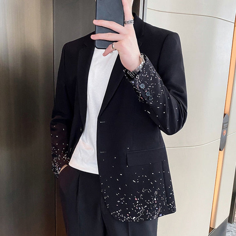 Spottings Dots Printed Black Blazer