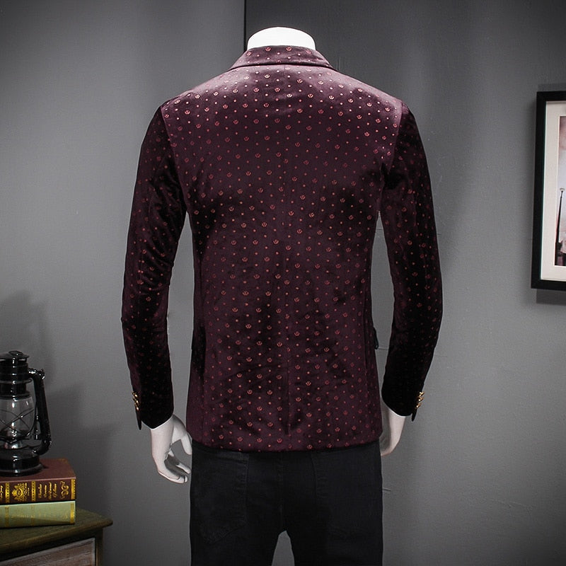 Casual Grain Dot Pattern Men Blazer