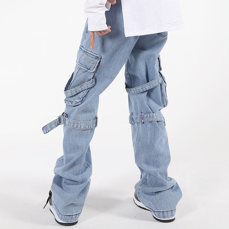 Wide Legs Multi-Pocket Denim Jeans