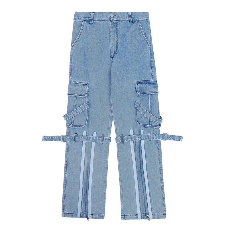 Wide Legs Multi-Pocket Denim Jeans