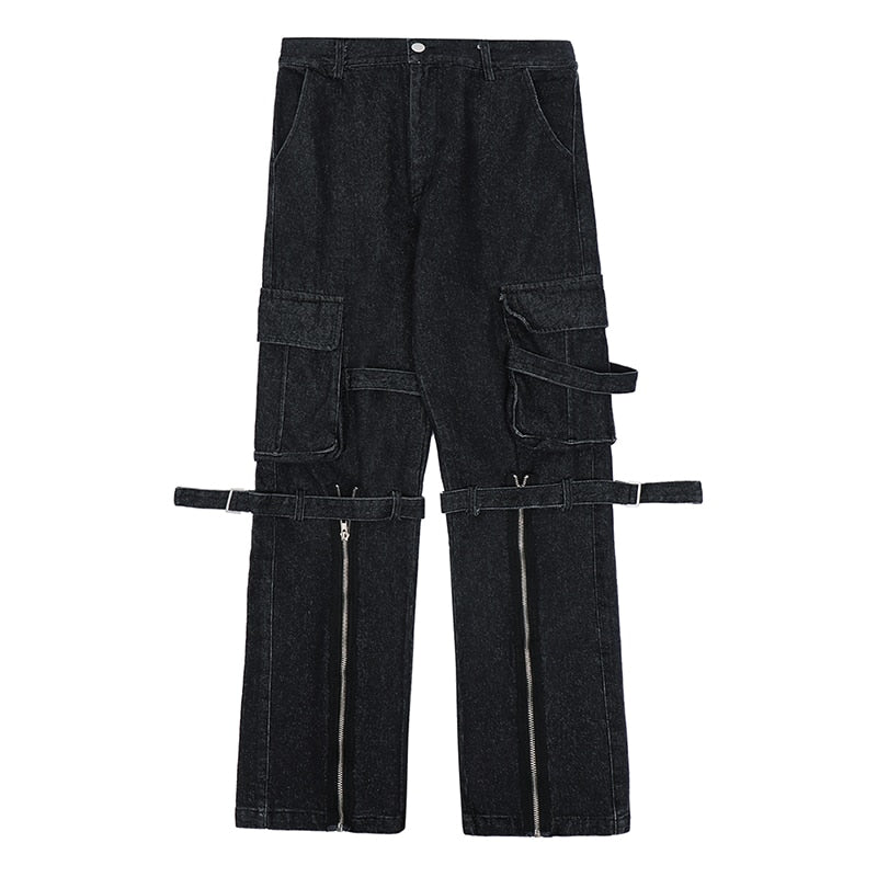 Wide Legs Multi-Pocket Denim Jeans