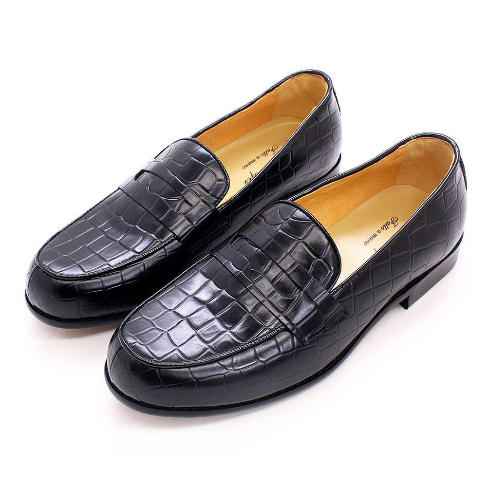 Classic Alligator Print Genuine Leather Slip-On Loafers