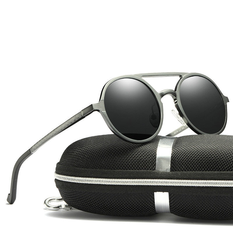 Round Style in Aluminium Magnesium Frame Men Polaroid Sunglasses